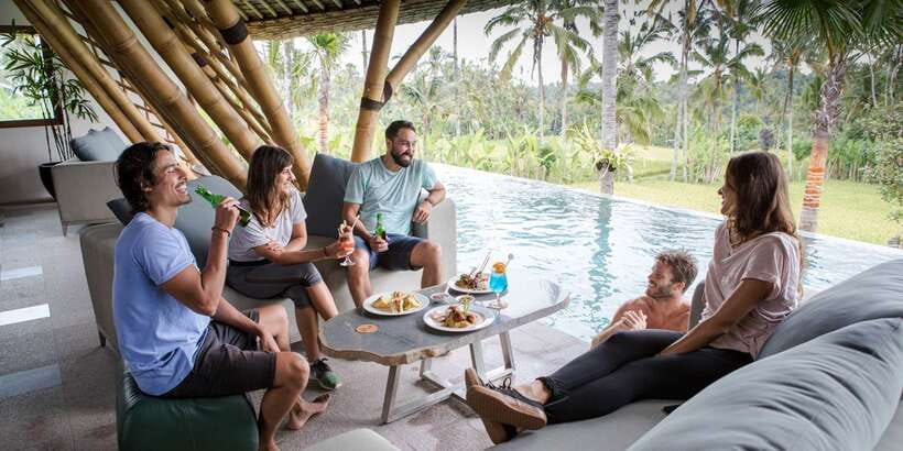 Bali: ATV Mason Jungle Buggy Adventure with Lunch & Transfer - Pool reset and set lunch with rice paddy views