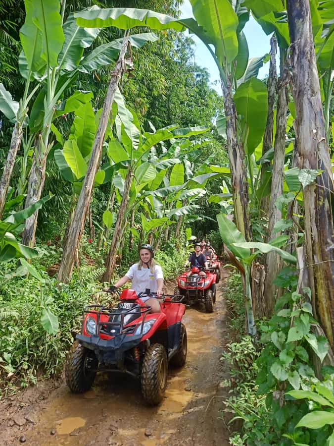 Bali: Gorilla Cave Quad Bike Tour & Cretya Infinity Pool - Safety and gear that help first-timers get comfortable
