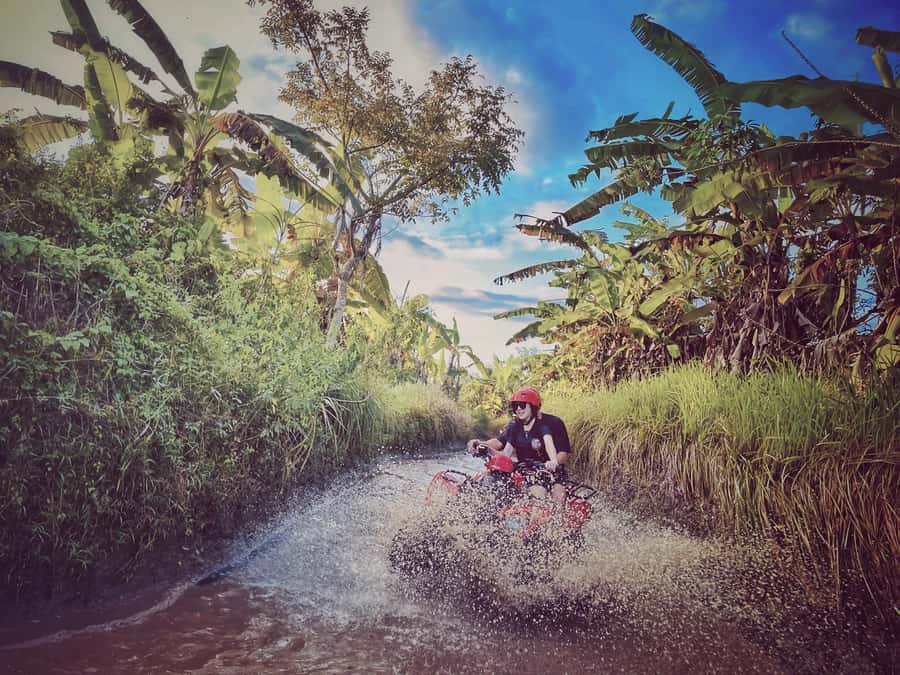 Bali: Ubud Gorilla Cave Track ATV & Waterfall Tour with Meal - Ubud ATVs start fast: pickup, meeting point, and first gear-up