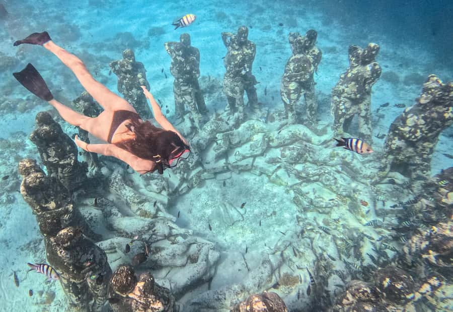 From Gili Air: Snorkeling with Turtles & Underwater Statue - The Nest underwater sculptures: iconic, photo-friendly, and sometimes crowded