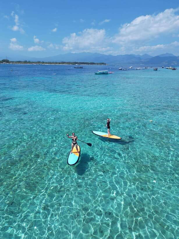 Gili sunrise stand-up paddle boarding (drone photoshoot) - Escape the crowds: why this works on the Gili Islands