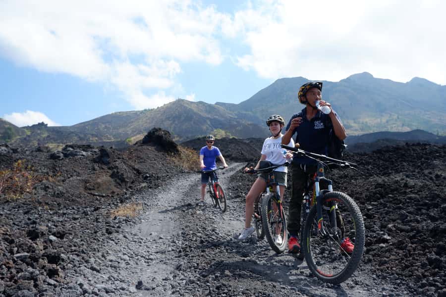Mount Batur: Black Lava Cycling Tour w/ Natural Hot Spring - Mt Batur Lounge: a modern shower break that changes the mood