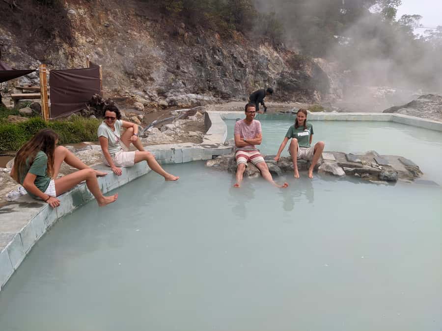 The White Crater, Lake, Suspension Bridge, & Hotspring Tour - Tea gardens and the lakeside break at Rancabali