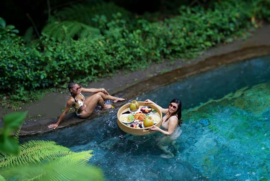 Ubud: Floating Breakfast, Jungle Swing & Spa Romantic Tour - Floating Breakfast at a Natural Pool: The Real Deal on Setting, Food, and Steps